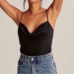 Abercrombie & Fitch Satin Cowl Neck Black Camisole Top